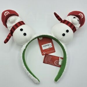 Super Nintendo World Mario Snowman Plush Headband New With Tag